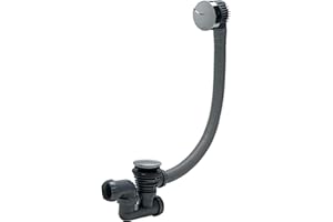 Wirquin 30720356 Ensemble complet vidage de baignoire à câble L700 mm avec siphon orientable Ø40, gris et chromé