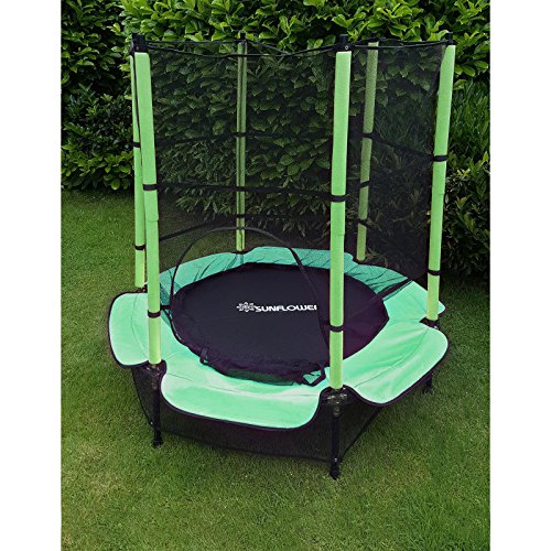 Preisvergleich Produktbild TRAMPOLIN 140 CM KOMPLETT MIT SICHERHEITSNETZ GRÜN
