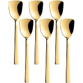 Gold Renk Paslanmaz &Ccedil;elik Dondurma Kaşığı Seti, &Ccedil;ok Renkli, Titanyum Kaplama, 16 cm, 6 Adet