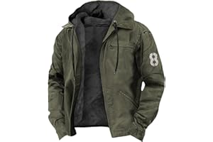 Generisch Warme Winterjacke Herren Große Größen Fleecejacke mit Kapuze und Reißverschluss Thermo Jacke Pilotenjacke Winddichte Übergangsjacke Fliegerjacke Dicke Kapuzenjacke Lässige Outdoor XXS-8XL