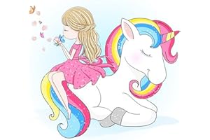 POENOEN Unicorno Ragazza Diamond Painting Kit per Bambini DIY 5D Completo Pittura Diamante Kit per Adulte Pietra Rotonda Diamant Painting per Casa Decorazioni Natale 30x30cm