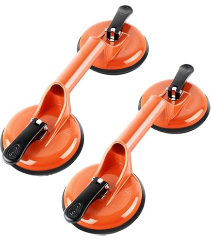 Fexrror 2 STKS Zuignap Tegels, 330LBS Aluminium Dubbele Zuignap met Antislip Handvat Voor Tegels, Glas, Koelkasten, Meubels, Laminaat