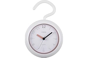 OSTAR Waterproof Bathroom Shower Clock, Analog Quartz Clock Hanging Stand Dual Purpose Timer, One AA Battery Operated 4.72 inch Round Size (Orange)