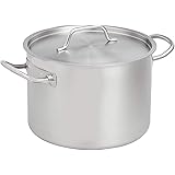 AmazonCommercial Suppentopf mit Deckel, Edelstahl mit Aluminiumbeschichtung, 9,5 l, Silber