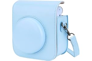 HIUOUIH Sofortbildkamera Tasche für Fujifilm Instax Mini 12 Kamera Hülle aus PU Leder Kamera Case Schutztasche mit Verstellbarem Schultergurt, Blau