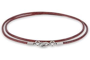 Auroris Echtleder Kette 2 mm mit Karabinerverschluss aus Edelstahl Farbe/Länge wählbar