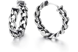 COOLSTEELANDBEYOND 2 Tribal Vendimia Cadena Barbada Guirnalda Pendientes del Aro, Pendientes para Hombres Mujer, Acero Inoxidable