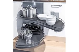 XEMQENER Kitchen Blind Corner Pull-Out Shelving Unit Organizer 2 Tiers Swing Tray for 900-1000mm Cabinet