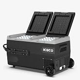 ICECO K95D 12/24Volt 95 Litre Ak&uuml;l&uuml;/Kablolu/&Ccedil;ift B&ouml;lmeli Kompres&ouml;rl&uuml; Tekerlekli Outdoor Oto Buzdolabı/Dondurucu (Ak&uuml; Dahil De