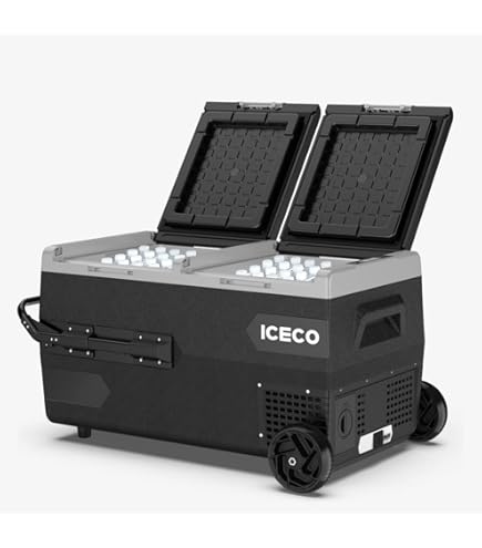 ICECO K75D 12/24V 75lt Akülü, Kablolu, Çift Bölmeli Kompresörlü