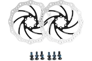 Yongness Lot de 2 disques de frein de vélo avec 12 vis, 140 mm/160 mm/180 mm/203 mm, rotor de disque de frein pour vélo de ville, VTT, vélo de route, pièces de vélo (Noir 140 mm)