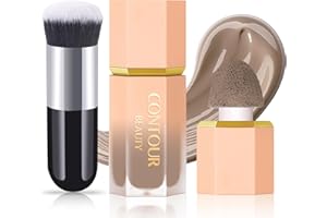 NewBang Liquid Contour Stick, Soft Cream Contour Makeup, Liquid Bronzer Face Concealer Matte Contouring with Cushion Applicator, Long Lasting Silky Face Contour Cream Bronzer Contouring Makeup (102)