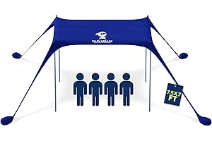 SUN NINJA Mini Beach Tent - UPF50+ Partial Shade Sun Shelter & Carry Bag - Camping or Beach Portable Pop Up Umbrella Alternative - Easy Set Up - 2.1x2.3 m (7x7.5 ft) - Royal Blue