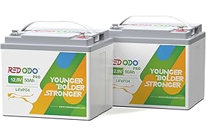 Redodo 12V 50Ah(2 Pack) Bateria Litio,Bateria Lifepo4 Reemplazo Ideal para 12V 100Ah AGM SLA Batería, BMS Incorporado, 4000-8000 Ciclos, RVs, Campers, Dispositivos de Seguridad, ETC