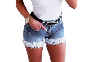 ORANDESIGNE Pantaloncini di Jeans da Donna Tinta Unita Pantaloncini Casual Larghi a Vita Alta Sexy con Orlo Sfilacciato Jeans Shorts Denim Shorts Estate