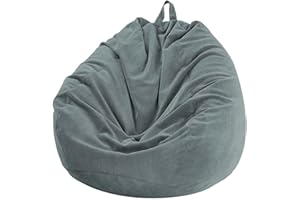 Highdi Puff Salon Adulto 100 x 120 CM Sin Relleno, Grande Puff Gamer - Material de Pana, Duradero y Cómodo, Gris Gigante Bean Bag Chair para Salón, Dormitorio y Sala de Juegos