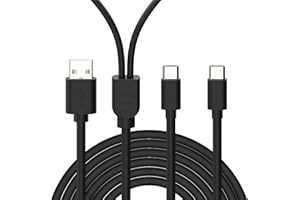GEEKRIA QuickFit Console Charging Cable for PS5 Dual Sense Controller, Y-Splitter USB C Cord, 2 in 1 Multiple Charger Cord for PlayStation 5/Xbox Series X (10FT)