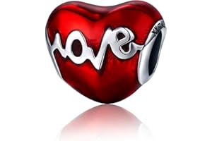 Annmors Charms Heart Love de Argent Sterling 925 Femmes Perles Charme Fille Pendentif Breloque Compatible pour Européen Bracelets & Collier