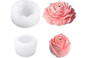WYAHYQ 2Pezzi Stampi per Candele in Silicone Stampi Candele fai da te forma di Rose e Peonie 2.16inch&3.94inch
