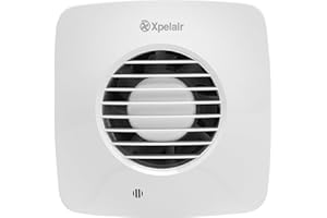 Xpelair DX100BTS Simply Silent Bathroom Extractor Fan with Timer, Adjustable Twin Speed, Ghost Air Movement Technology for Quiet Running, 100mm (4″), Square – Cool White