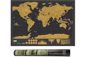 Carte du Monde a Gratter FaJoek Carte à Gratter du Monde, Poster Carte du Monde, Carte Monde Gratter de Voyage, Planisphère à Gratter, Scratch Off Travel Map, Poster Carte du Monde 42.5 * 30 cm