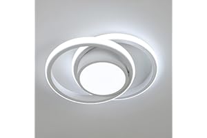 Dorlink LED Ceiling Light, 32W 2880LM Modern Ceiling Light Dual-Round, 6500K White Aluminum Close to Ceiling Light Fixture for Bedroom, Kitchen, Living Room