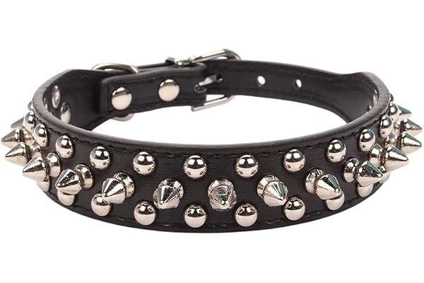 ETOPARS Collier pour Chien en Cuir Clouté à Pointes, Collier pour Chien Bullet Nail Rivet, Collier pour Chiens de Taille Moyenne et Grande Pitbull, Chien Laisse Punk
