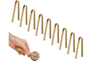 SAVITA 100 Piezas 10cm Pinzas Bambú Pan Desechables, Prácticas Naturales Tenazas de Cocina de Madera Mini Pinzas Desechables Tongs Kitchen para Tostadas Pan Servir Comida