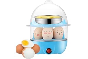 FANELOD Egg Cooker, Boiled Egg Cooker, Electric Egg Boiler, Household Hard Boiled Egg Maker with 2 Layers, Multifunctional Rapid Egg Steamer with Auto Shut Off for Hard Boiled Eggs Vegetables and Dumplings