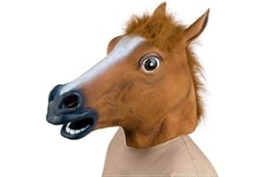 Lypumso Máscara Cabeza de Caballo, Mascara Caballo Animal de Látex para Halloween Carnaval Traje Máscara Navidad Fiesta Decoraciones Adulto Accesorio del Traje (Marrón)