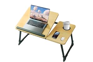 HOBUBU Upgraded Laptop Desk,Laptop Bed Table with Foldable Legs & Cup Slot, Non-Slip Table Lag Pod and Off Baffle,Laptop Tray for Bed Sofa Notebook Breakfast Work Study Reading Kids
