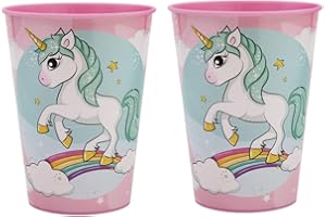 ILS I LOVE SHOPPING Juego de 2 vasos para niños de 260 ml, de plástico, sin BPA, regalo para niños (unicornio)