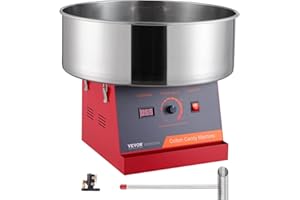 VEVOR Machine à barbe à papa électrique, 1000 W, appareil à barbe à papa commercial avec bol en acier inox et cuillère à sucre, parfaite pour maison, anniversaire d'enfant, fête de famille (rouge)