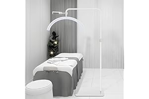 TETIPA Lampadaire LED, 3000K-6000K lampe Demi-Lune, Lumière pour Extensions de Cils Réglable À 360°, Lampe de Beauté pour Les Tatoueurs, Studios De Beauté, Soins De La Peau, Maquilleurs, Visagistes