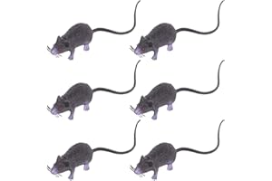 Toyvian Lot de 6 fausses rats en plastique écrasables - Rats noirs réalistes avec yeux rouges - Pour décoration d'Halloween ou de figures