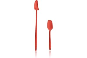 ‎KOCHBLUME Kochblume Geizhals Set, Restelöffel, Flexlöffel S | Premium Premium-Silikon & BPA freimit Edelstahlkern | In der bunten Box (rot, 2er Set)