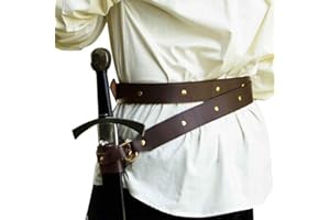 LYY Cuir Épée Grenouille Chevalier Médiéval Pirate Porte-Épée Ceinture Renaissance Cosplay Costume Accessoire Rétro Épée Ceinture pour Hommes Adultes