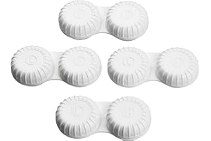 EYE DISCOVER - Estuche para Lentillas | Antimicrobiano con Iones de Plata | Diseño Antideslizante | Tapa a Prueba de Fugas | Indicador R/L, Blanco, Plástico