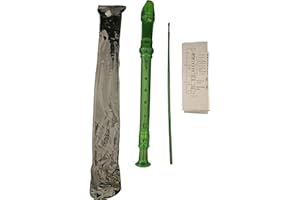 GMM Flauto soprano, flauto dolce in tre pezzi per principianti e studenti, con custodia, scovolino per pulizia, tabella per diteggiatura. (VERDE FLUO TRASP)