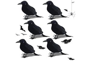 FaJoek Halloween Decorazione Corvo, 6 PCS Halloween Prop Corvo, Ornamento Falso Corvo Halloween, Corvi piumati, Corvo Nero Halloween Corvo dall'aspetto Realistico Corvo Nero piumato Deco Fai da Te