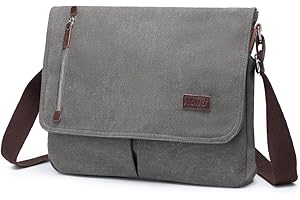 Kono Canvas Messenger Shoulder Bags for Men 13.5 inch Unisex Casual Cross Body Bag Travel Bag for School Travel Work Hiking
