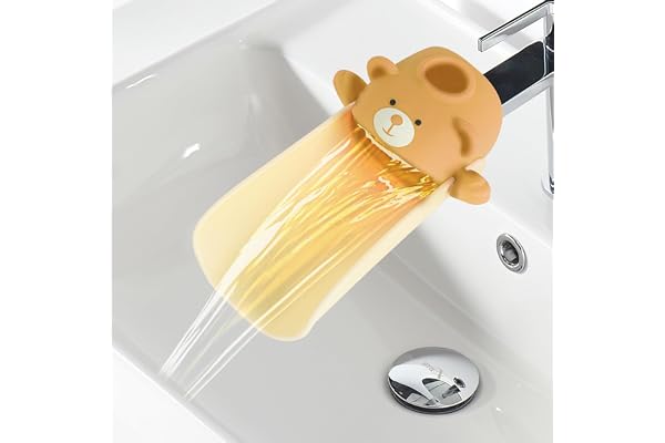 ODIWEN Robinet extender enfant,Avec effet capteur de température, Rallonge de robinet en silicone, Robinet de rallonge pour Enfants Bébés Enfants, Rallonge de robinet pour enfants (Marron)