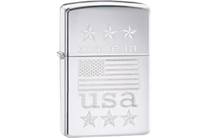 Zippo Briquet Immune au Vent fabriqué aux États-Unis avec Drapeau - Chrome Poli