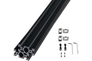 CNCYEAH Lot de 2 profilés système de type V 2040 1000 mm en aluminium extrudé anodisé avec rail linéaire + 2 connecteurs coudés en L + 50 écrous en T + 1 clé pour imprimante 3D et CNC bricolage