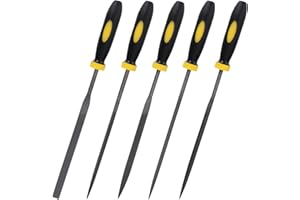 ATENNY 5pcs Needle File Set Professional Metal File Small Needle Files Metal Files Rasp Diamond Files with Rubber Handle for Jewelers Wood Carving Craft Leather