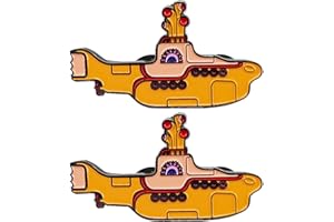 KRYMSON 2 Stück U-Boot-Broschen, Legierungsabzeichen, Beatles-Rockband-Broschen, Musik-Metallabzeichen, Rockmusik-Abzeichen, Bandgeschenke, Geeignet Für Taschen, Kleidung, Schals, Hüte (3 X 2,4 Cm) (Gelb)