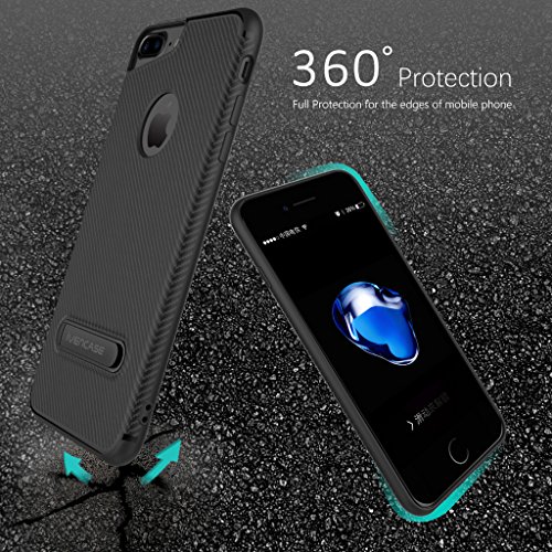 Funda iPhone 6 Negro   ivencase iphone 6s Silicona Anti-Ara  azos Suave TPU Carcasa Metal Stand  Fibra de Carbono  Silicona Funda para Apple iPhone 6   6S 4 7 