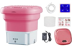 Wrneaoch 6L 36W Mini Machine à Laver Pliable, Machine a Laver Camping avec Stérilisation à La Lumière Bleue, Mini Machine à Laver Approprié à l'hôtel de caravane de dortoir