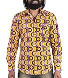 retro kleidung herren 90er  Comycom 70er Jahre Party Hemd Waves Violett XL