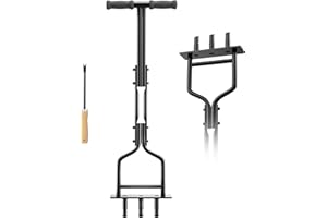 Lawn Aerator, EEIEER Lawn Coring Aerator Manual Lawn Core Aerator with 3 Hollow Tine Heavy Duty Lawn Aeration, Lawn Aerator Hollow Tine with Cleaning Tool for Compact Garden Lawn Soil (Black)